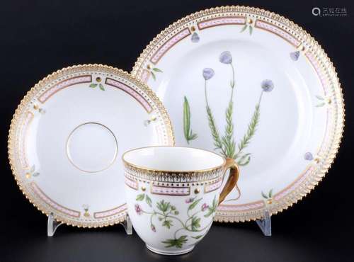 Royal Copenhagen Flora Danica coffee cup with saucer and des...