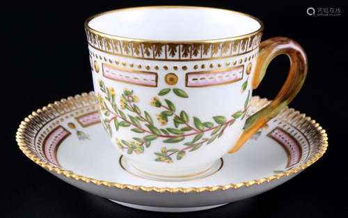 Royal Copenhagen Flora Danica mocha coffee cup with saucer 3...