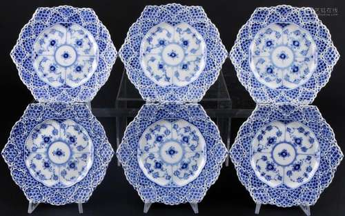 Royal Copenhagen Musselmalet Full Lace 6 dessert plates 1144...