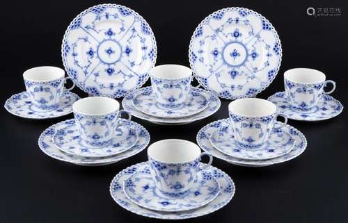 Royal Copenhagen Musselmalet Full Lace 6 coffee cups 1035 wi...