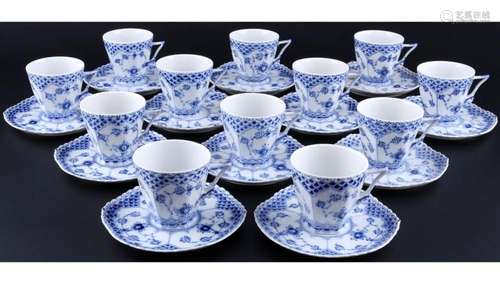 Royal Copenhagen Musselmalet Full Lace 12 coffee cups 1036 1...