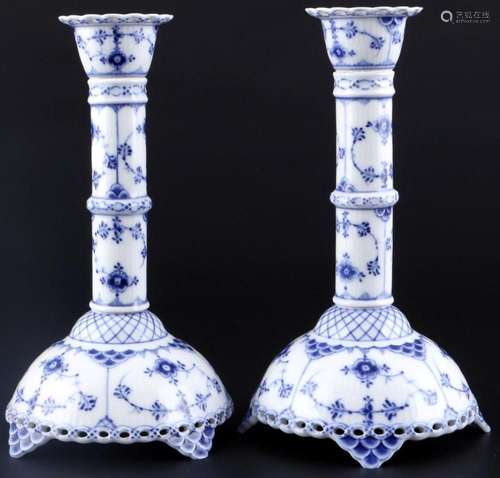 Royal Copenhagen Musselmalet Full Lace pair of candlesticks ...