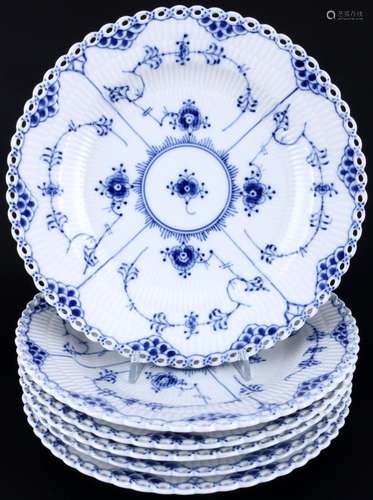 Royal Copenhagen Musselmalet Full Lace 6 dinner plates 1084 ...