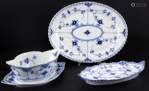 Royal Copenhagen Musselmalet Full Lace bowl with plate and s...