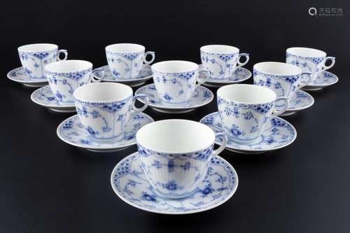 Royal Copenhagen Musselmalet 10 coffee cups with saucers, Ka...