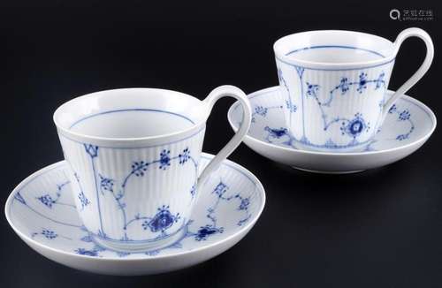 Royal Copenhagen Musselmalet 2 large cups with saucers, groß...