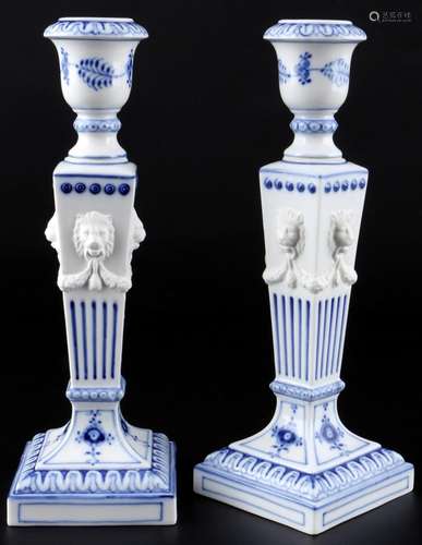 Royal Copenhagen Musselmalet pair of lionhead - candlesticks...