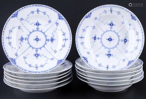 Royal Copenhagen Musselmalet 6 dinner plates and 6 soup plat...