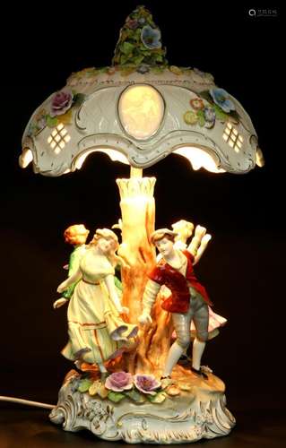 PMP Plaue large figural table lamp with lithophanes, Thuring...