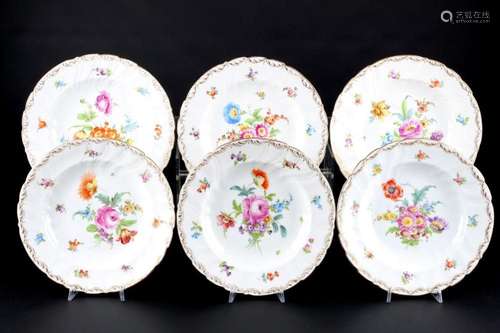 Richard Klemm Dresden Flowers 6 soup plates, Suppenteller,