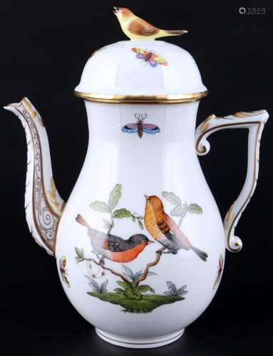 Herend RO Rothschild coffee pot with bird knob, Kaffeekanne ...