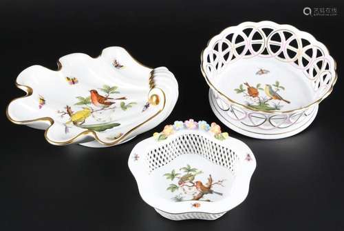 Herend Rothschild 3 splendor bowls, Prunkschalen,