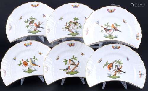 Herend RO Rothschild 6 crescent side plates, 6 Halbmond Beil...