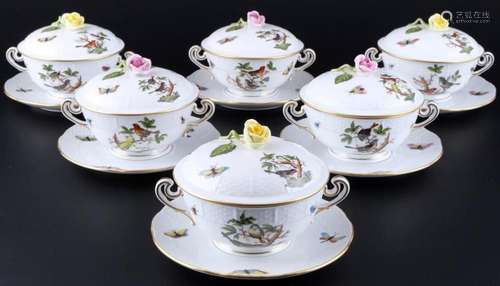 Herend RO Rothschild 6 soup cups, 6 Suppentassen,