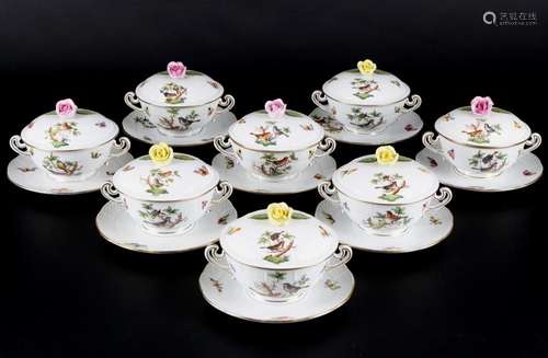 Herend Rothschild 8 soup cups, Suppentassen,