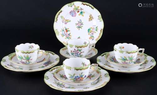 Herend VBO Queen Victoria mocha coffee cups with saucers and...