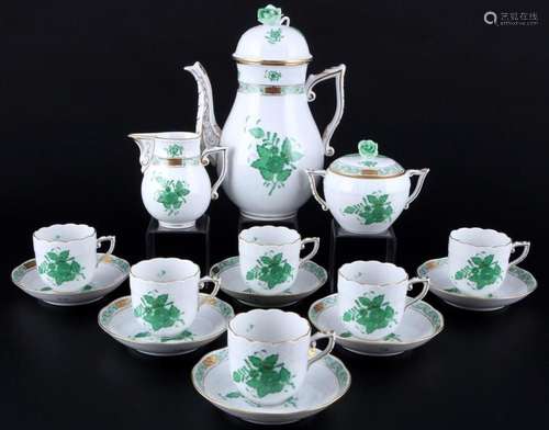 Herend AV Apponyi Vert mocha coffee set for 6 pers., Mokka S...