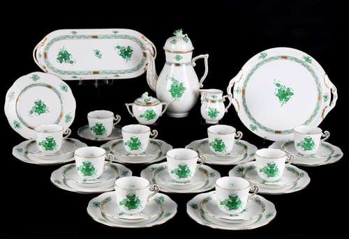 Herend Apponyi Vert coffee service for 10 persons, Kaffeeser...