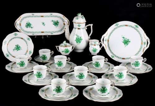 Herend Apponyi Vert coffee service for 10 persons, Kaffeeser...