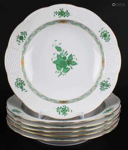 Herend Apponyi Vert 6 soup plates, Suppenteller,