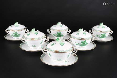 Herend Apponyi Vert 6 soup cups, Suppentassen,