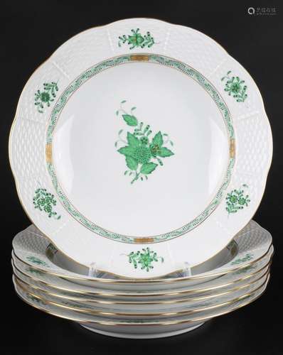 Herend Apponyi Vert 6 soup plates, Suppenteller,