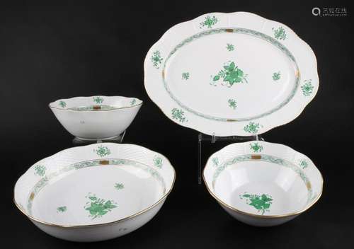 Herend Apponyi Vert 3 bowls and platter, Schalen und Platte,