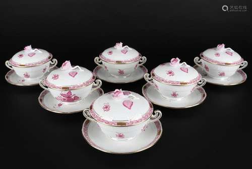 Herend Apponyi Purpur 6 soup cups, Suppentassen,