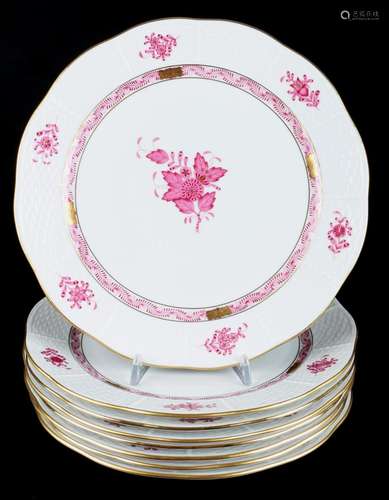 Herend Apponyi Purpur 8 Speiseteller, dinner plates,