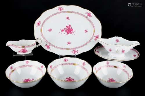 Herend Apponyi Purpur 6-piece porcelain dinner lot, 6-teilig...