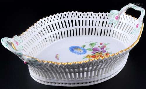 KPM Berlin Flower cutwork fruit basket, Durchbruch - Obstkor...