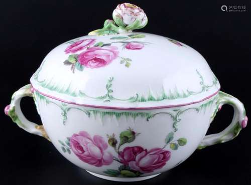 KPM Berlin around 1800 Red Rose large soup cup, große Suppen...