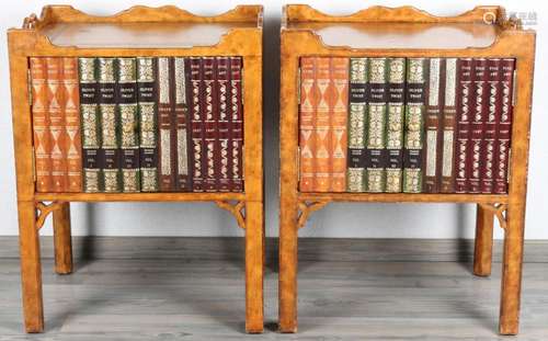 Pair of side tables with a book door front, England around 1...