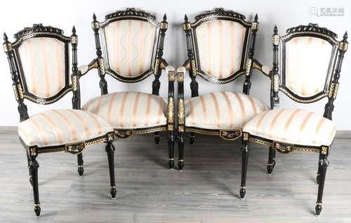 2 armchairs and 2 chairs in Napoleon III style, 2 Sessel und...