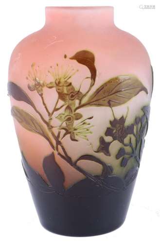 Emile Galle (1846-1904) glass vase art nouveau, Jugendstil V...