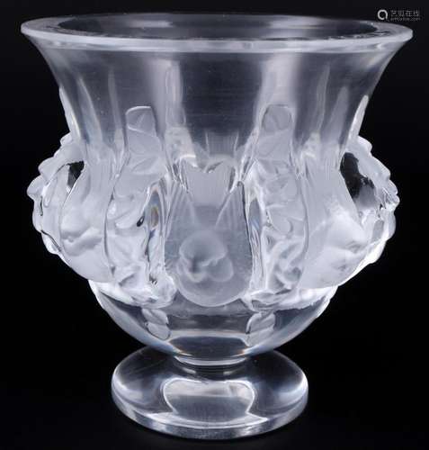 Lalique Dampierre Vase with birds, Kristallvase ,