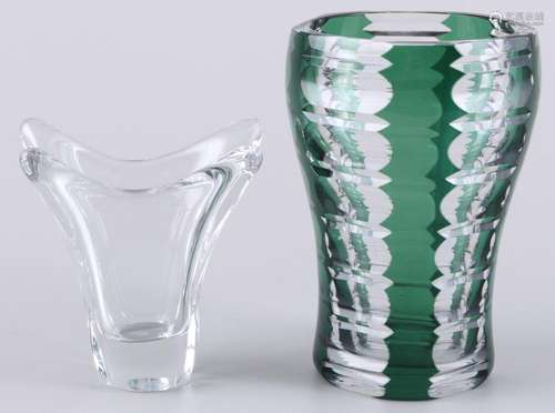 Val St. Lambert / Daum 2 crystal vases, Kristall Vasen,