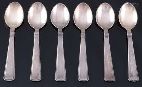 Denmark 830 / 925 silver 6 coffee spoons, Carl M. Cohr, Däne...