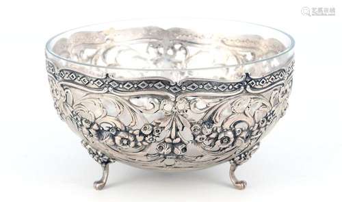 800 silver bowl art nouveau, Jugendstil 800 Silber Fußschale...