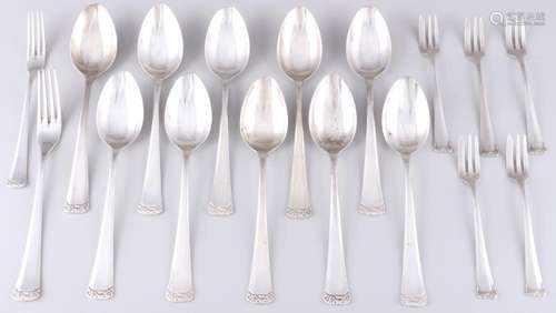 Bruckmann 800 silver 17-piece cutlery lot, Silber Besteck Ko...