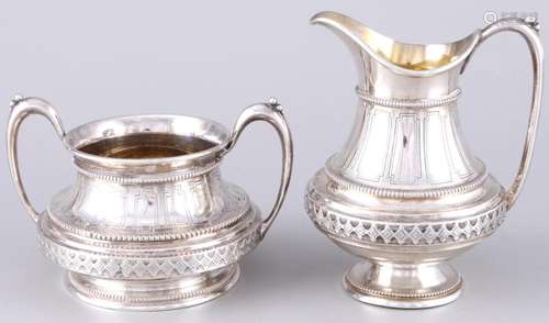 Bruckmann 800 silver milk pot and sugar bowl, Silber Milchka...