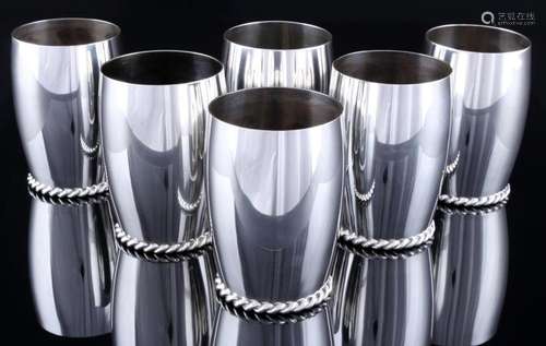 Jakob Grimminger 6 sterling silver cups, 925 Silber Becher,