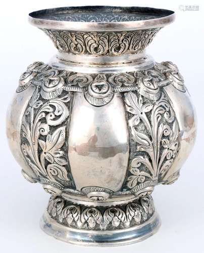 925 sterling silver bellied vase, 925 Silber Bauchvase,