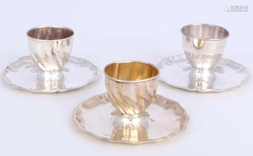 830/925 silver 3 eggcups, E.L. Vietor, Silber Eierbecher Jug...