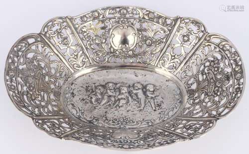 800 Silver cutwork bowl, 800 Silber Puttenschale,