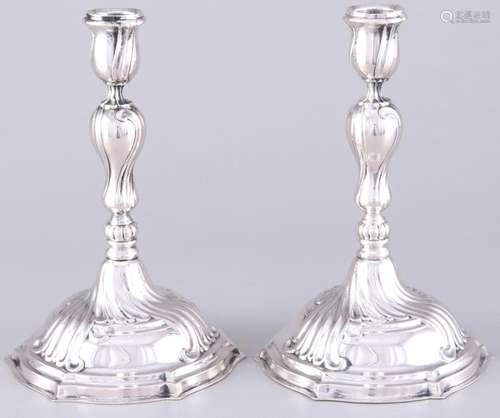 800 silver pair of candlesticks, Jacob Leser Straubing, Paar...