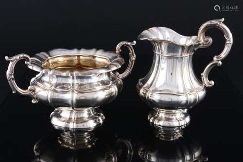 800 silver handled bowl and milk jug art nouveau, C. Tewes, ...