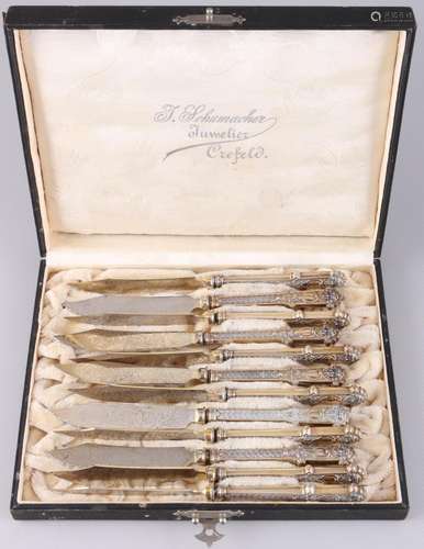 800 silver fruit knives, art nouveau, Silber Obstmesser,