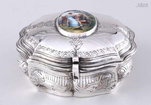 800 silver lidded box with miniature painting, Silber Deckel...