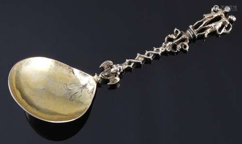 Historicism silver figural pomp spoon with twisted handle, H...